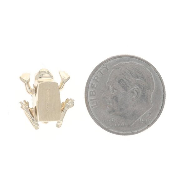 Yellow Gold Emerald Frog Slide Charm - 14k Round .32ctw Amphibian - Picture 3 of 4